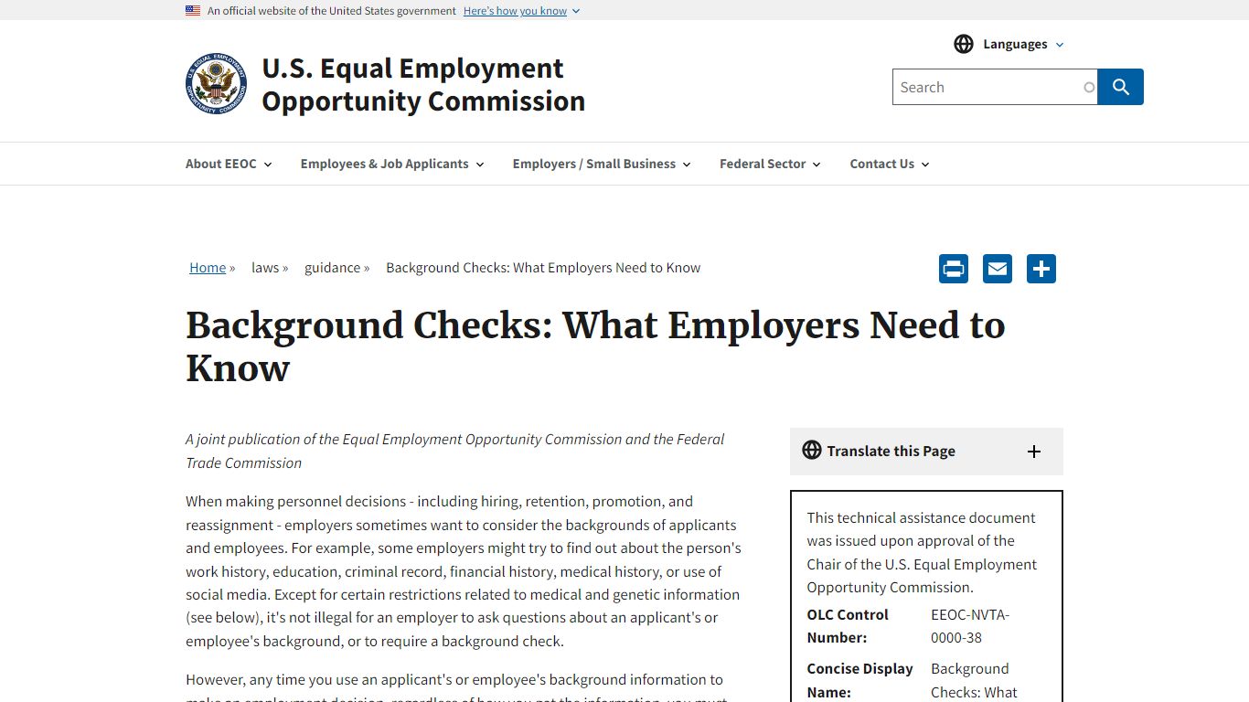 Background Checks: What Employers Need to Know | U.S. Equal Employment ...